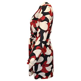 Moschino-Boutique Moschino Wickelkleid mit Herzmuster aus mehrfarbigem Polyester-Mehrfarben
