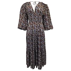 Ulla Johnson-Ulla Johnson Marguerite Cold-Shoulder Maxi Dress in Multicolor Silk-Multiple colors