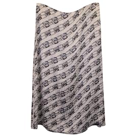 Fendi-Fendi Midi Pattern Skirt in Grey Silk-Grey
