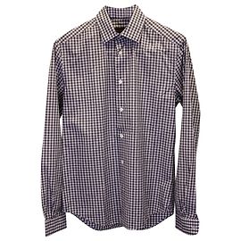 Camicia button down scozzese Louis Vuitton in cotone grigio Grigio