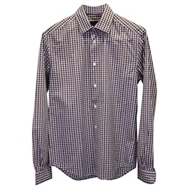 Louis Vuitton-Camicia button down scozzese Louis Vuitton in cotone grigio-Grigio