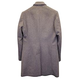 Burberry-Manteau à boutonnage doublé Burberry en laine grise-Gris