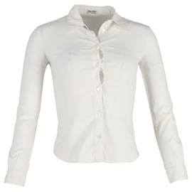 Miu Miu-Camicia Miu Miu Abbottonata in Cotone Bianco-Bianco