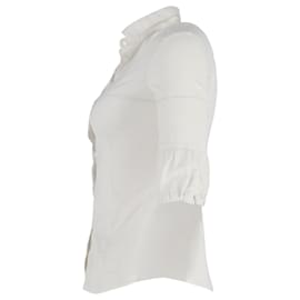 Miu Miu-Miu Miu Quarter Sleeve Shirt in White Cotton-White