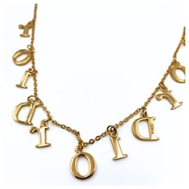 Dior-Collier Christian Dior Logo en métal doré-Doré