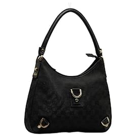 Gucci-GG Canvas Abbey D-Ring Hobo Bag 130738-Black