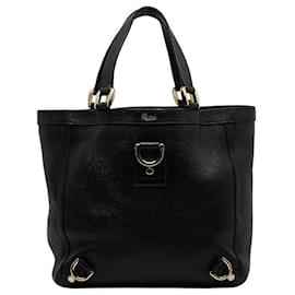 Gucci-Gucci GG Canvas Abbey D-Ring Tote Bag Leather Tote Bag 130739 in Good condition-Black