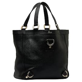 Gucci-Gucci GG Canvas Abbey D-Ring Tote Bag Leather Tote Bag 130739 in Good condition-Black