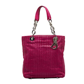 Dior-Woven Leather Chain Tote-Pink