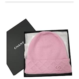 Chanel-Chanel Cashmere Light Pink CC Logo Hat-Pink