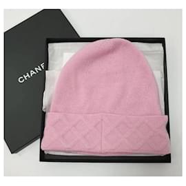 Chanel-Chanel Cashmere Light Pink CC Logo Hat-Pink