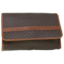 Céline-CELINE Macadam Canvas Shoulder Bag PVC Leather Brown Auth 54954-Brown
