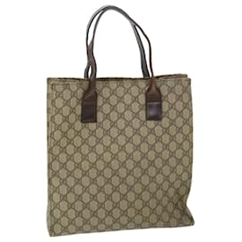 Gucci-GUCCI GG Canvas Tote Bag PVC Leather Beige 91249 auth 54809-Beige