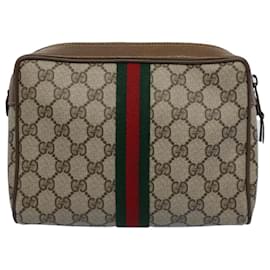 Gucci-GUCCI GG Canvas Web Sherry Line Clutch Bag Beige Red Green 89 01 012 Auth bs8258-Red,Beige,Green