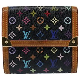 Louis Vuitton-LOUIS VUITTON Monogram Multicolor Wallet Key case 4Set White Black Auth bs8515-Black,White