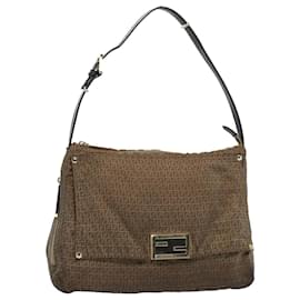 Fendi-Bolso de hombro de lona FENDI Zucchino marrón Auth ep1788-Castaño