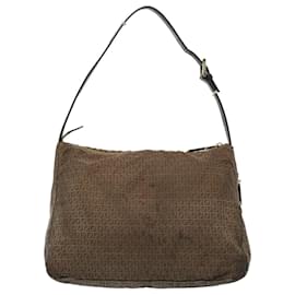 Fendi-FENDI Zucchino Canvas Shoulder Bag Brown Auth ep1788-Brown