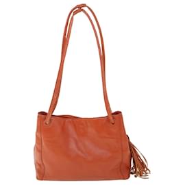 Chanel-CHANEL Shoulder Bag Lamb Skin Orange CC Auth bs8496-Orange