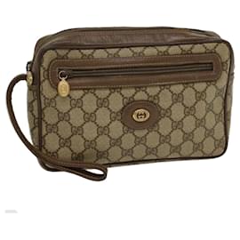 Gucci-GUCCI GG Canvas Clutch Bag PVC Leather Beige 018 123 6021 Auth th3993-Beige
