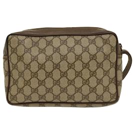 Gucci-GUCCI GG Canvas Clutch Bag PVC Leather Beige 018 123 6021 Auth th3993-Beige