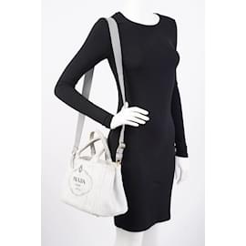 Prada-Prada Canapa Tote White Denim-White