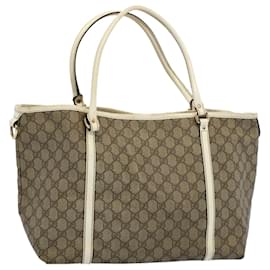 Gucci-GUCCI GG Supreme Tote Bag PVC Leather Beige 197953 auth 54015-Beige