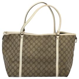 Gucci-GUCCI GG Supreme Tote Bag PVC Leather Beige 197953 auth 54015-Beige
