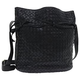 Autre Marque-BOTTEGAVENETA INTRECCIATO Shoulder Bag Vintage Leather Black Auth ar10196-Black