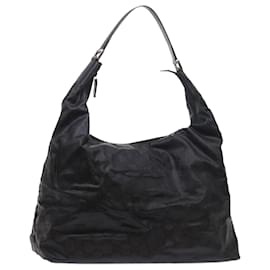 Gucci-GUCCI GG Canvas Shoulder Bag Nylon Black Auth ar10247-Black