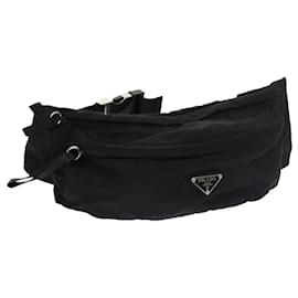 Prada-PRADA Waist bag Nylon Black Auth tb885-Black