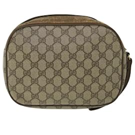 Gucci-GUCCI GG Canvas Web Sherry Line Clutch Bag PVC Leather Beige Green Auth ep1670-Red,Beige,Green