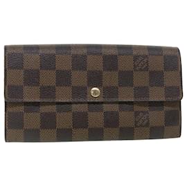 Louis Vuitton-LOUIS VUITTON Damier Ebene Portefeuille Sarah Long Wallet N61734 LV Auth ep1792-Outro