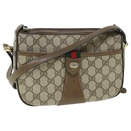 Gucci-GUCCI GG Canvas Web Sherry Line Shoulder Bag Beige Red 14 02 032 Auth yk8526-Red,Beige