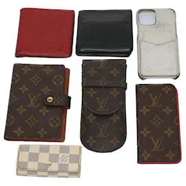 Louis Vuitton-LOUIS VUITTON Monogramm Damier Azur Key iPhone Case Wallet 7Setze LV Auth bs8512-Monogramm