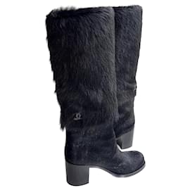 Chanel-Never Worn Pony Fur Boots-Black