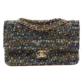 Chanel-Multicoloured 2003-2004 tweed medium Classic lined flap gold hardware shoulder bag-Multiple colors