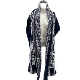CHRISTIAN DIOR Sciarpe T.  WOOL Blu