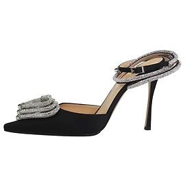 Mach & Mach Schwarze Satin-High-Heels mit drei Herzen – Größe EU 40.5 Schwarz