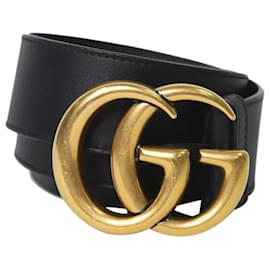 Gucci-Black leather GG belt-Black