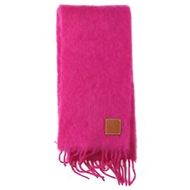 Loewe Sciarpa magenta con frange in misto lana e mohair Rosa