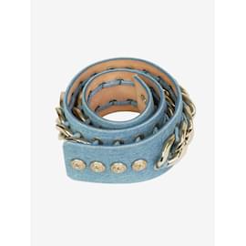 Balmain-Blue denim chain belt-Blue