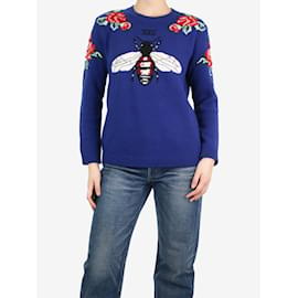 Gucci-Blue floral printed wool jumper - size XS-Blue
