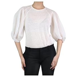 Zimmermann-White puff-sleeved linen top - size UK 8-White
