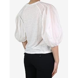Zimmermann-White puff-sleeved linen top - size UK 8-White