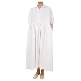Autre Marque-White long gathered midi dress with collar - size One Size-White