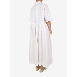 Autre Marque-White long gathered midi dress with collar - size One Size-White