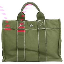 Hermès-Red canvas Fourre Tout tote bag-Red