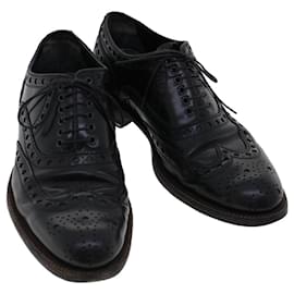 Louis Vuitton-Zapatos LOUIS VUITTON Wing Tip Medallio Cuero 5.5 M Negro MP3136 LV Auth ak214-Negro