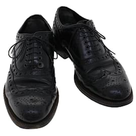 Louis Vuitton-LOUIS VUITTON Wing Tip Medallio Shoes Leather 5.5 M Black MP3136 LV Auth ak214-Black