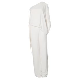 Autre Marque Halston, combinaison crème drapée à une épaule Blanc Autre
